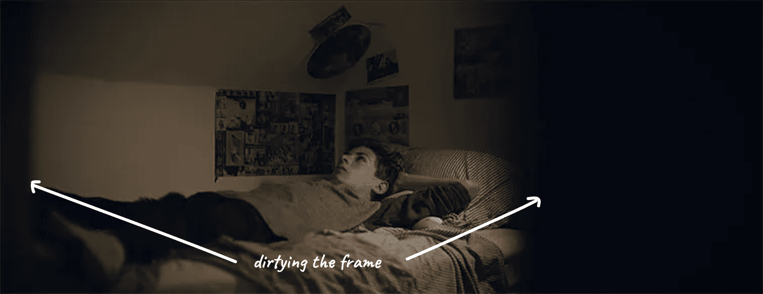 Person laying on bed with hands behind their head, the photo has a vignette on the edges, suggesting that it was captured from behind an object, say a closet.